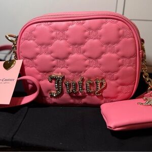 Juicy Couture Hot Pink Quilted Logo Crossbody Bag